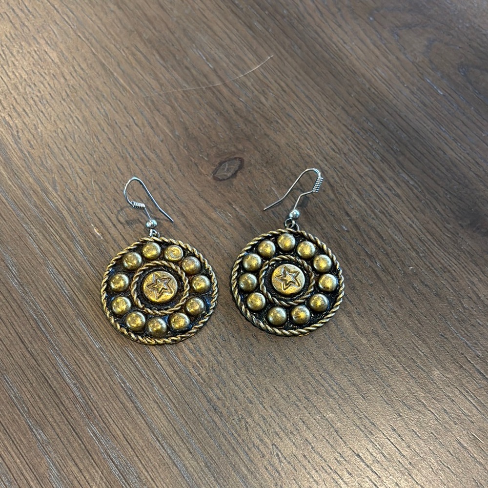 Gold and Black Star Earrings